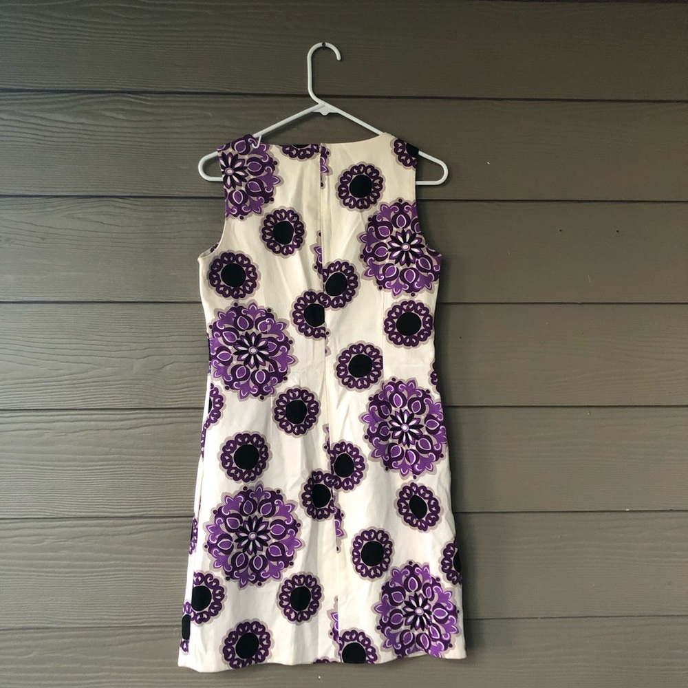 Willi Smith Cream & Purple Flowers Cotton Dress size 4 - Picture 3 of 5